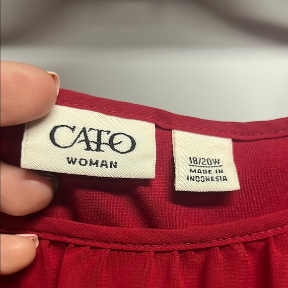 Cato’s Women's 18/20W Red Chiffon Top - Picture 2 of 2